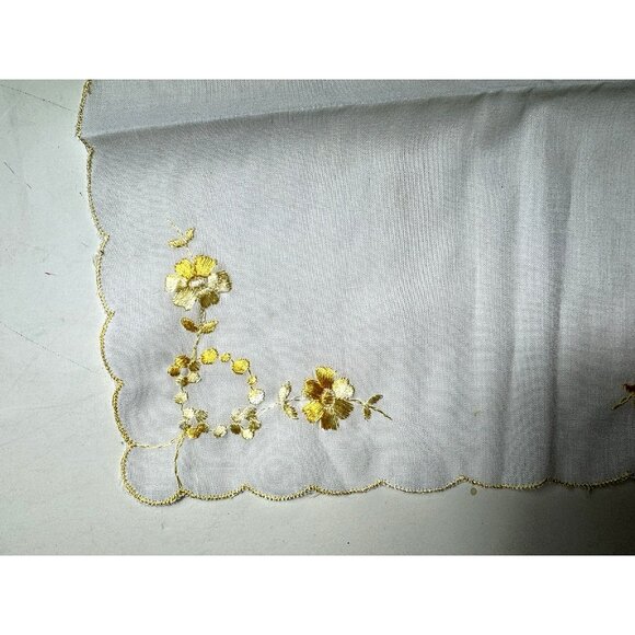 Embroidered hankerchife hankie 10 in. by 10 in.yellow and white - Picture 5 of 10